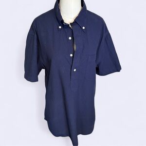 Gitman Brothers Navy made in USA short sleeve Button up Shirt 100%cotton size L
